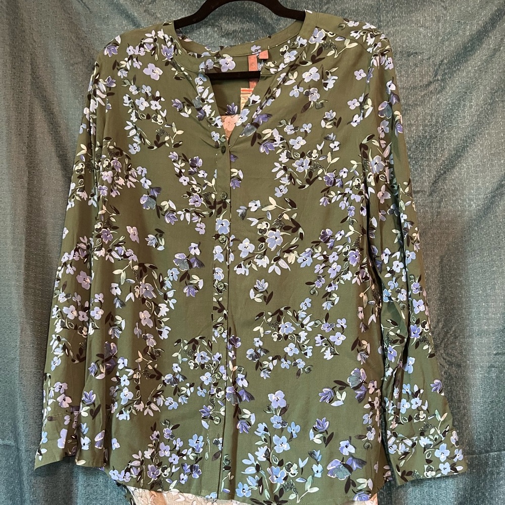 Green Floral Blouse